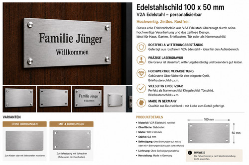 Edelstahlschild gravur - edelstahlschild,