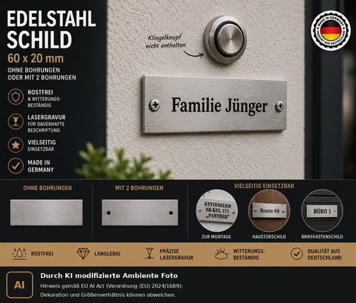 Edelstahlschild mit